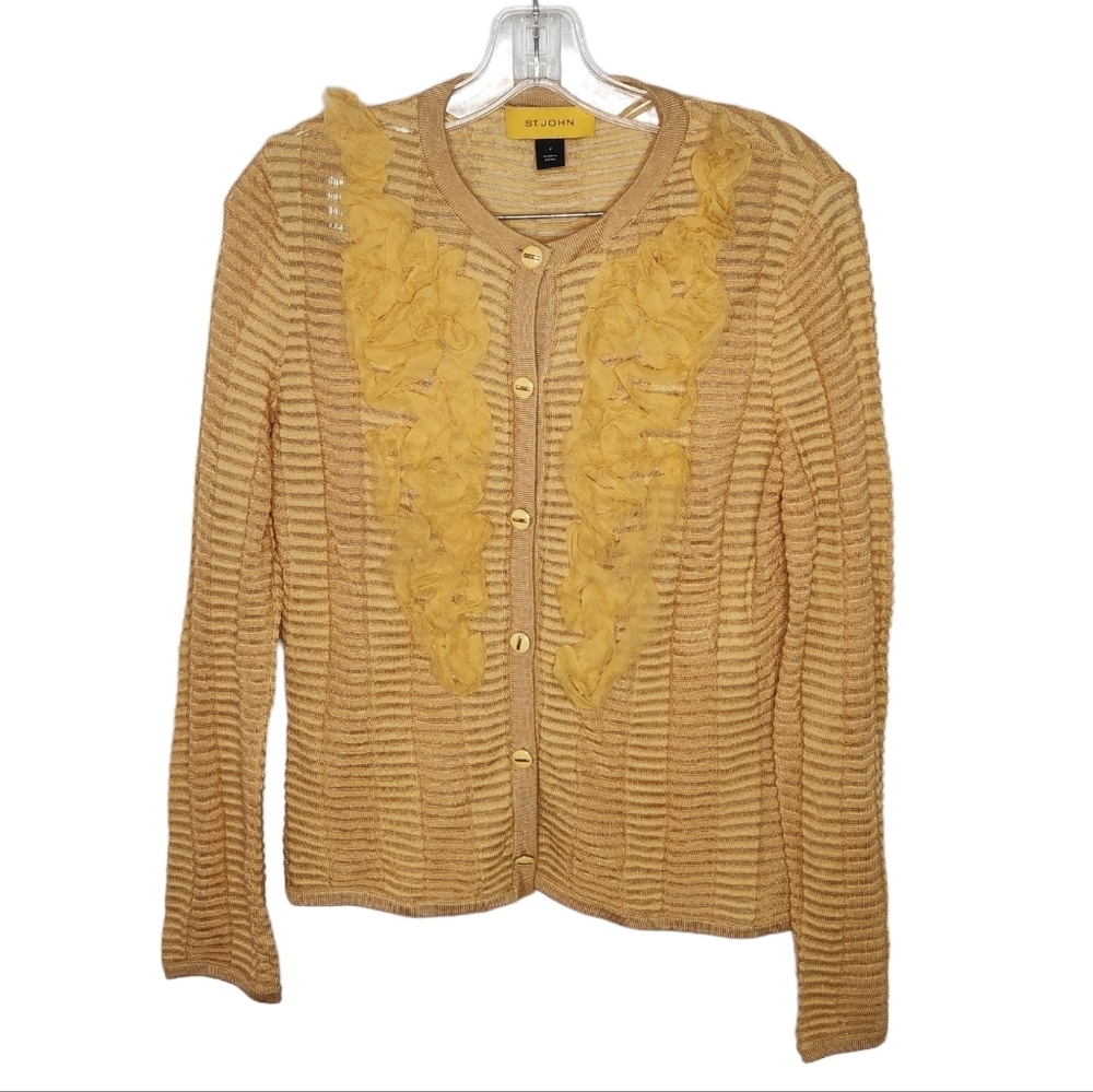 ST. JOHN Ruffle Wool Blend Cardigan - Picture 11 of 11
